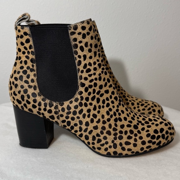 Sole Society Mimi Chelsea Calf Hair Cheetah Print Ankle Booties Women’s Size 8 - Picture 6 of 9